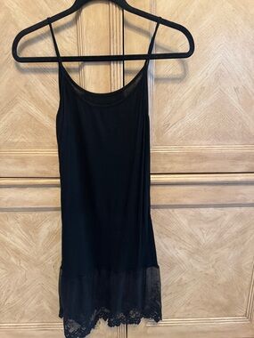 Black Lace Trim Slip Dress or tunic. Very sheer